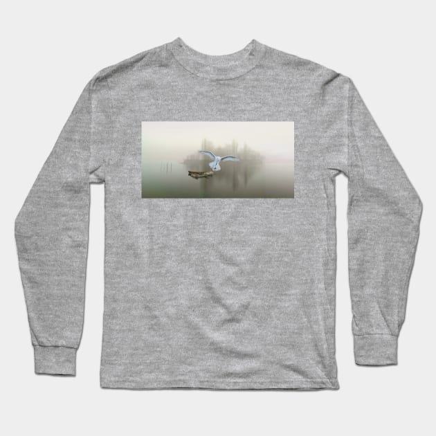 Snowy Owl at Dawn Long Sleeve T-Shirt by lauradyoung